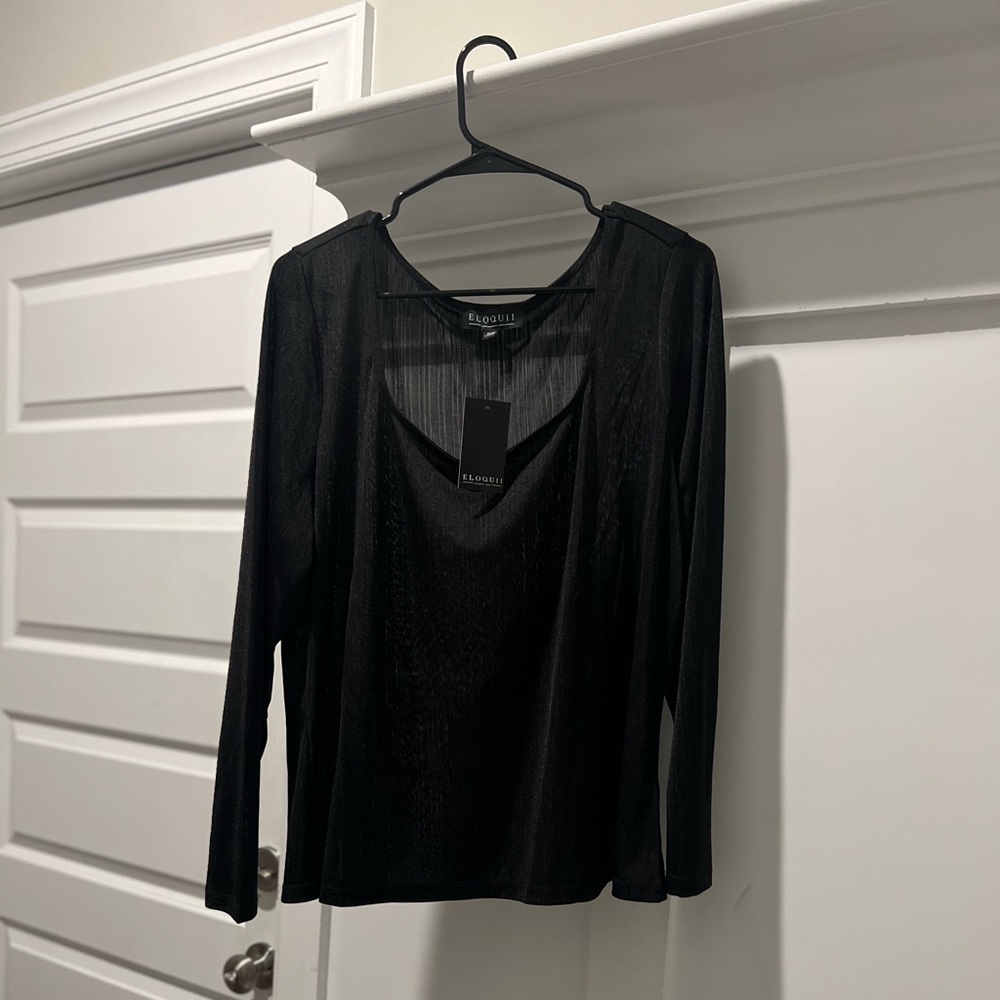 NWT Eloquii Square Neck Ribbed Top